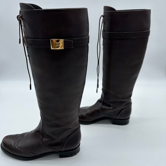 Louis Vuitton Women’s Riding Boat Brown Size 38.5 LV 8.5 US 100% Authentic - Picture 7 of 7